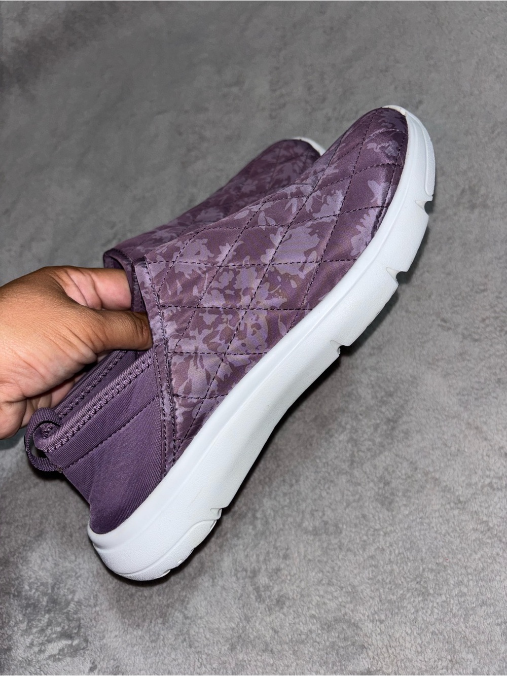 Vera Bradley Quilted Slip-On in Mauve Purple with White Sole